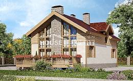 165-002-П Проект двухэтажного дома мансардой и гаражом, классический домик из теплоблока Соликамск, House Expert
